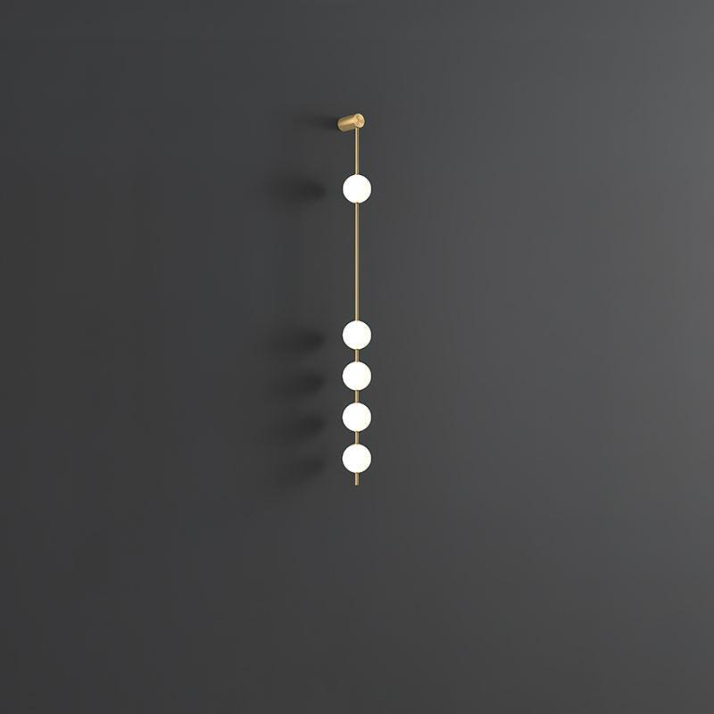 Vertical Multi-Globe LED Wall Sconce Brass Finish Adjustable Height Indoor Hallway Staircase Entry Lighting Modern Metal Glass Fixture 3-6 L