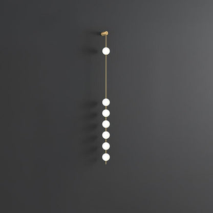 Vertical Multi-Globe LED Wall Sconce Brass Finish Adjustable Height Indoor Hallway Staircase Entry Lighting Modern Metal Glass Fixture 3-6 L