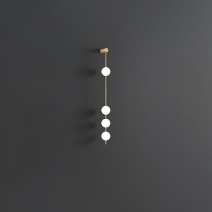 Vertical Multi-Globe LED Wall Sconce Brass Finish Adjustable Height Indoor Hallway Staircase Entry Lighting Modern Metal Glass Fixture 3-6 L