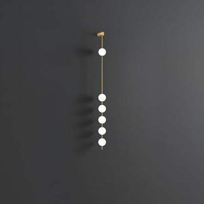Vertical Multi-Globe LED Wall Sconce Brass Finish Adjustable Height Indoor Hallway Staircase Entry Lighting Modern Metal Glass Fixture 3-6 L