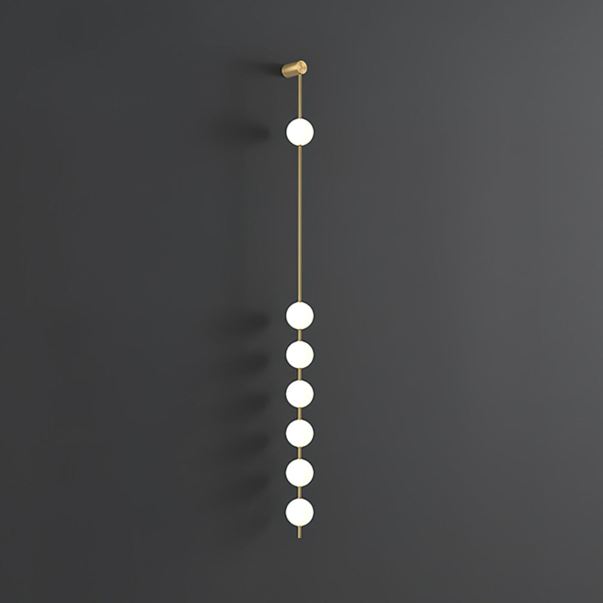 Vertical Multi-Globe LED Wall Sconce Brass Finish Adjustable Height Indoor Hallway Staircase Entry Lighting Modern Metal Glass Fixture 3-6 L