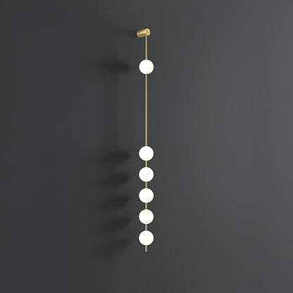 Vertical Multi-Globe LED Wall Sconce Brass Finish Adjustable Height Indoor Hallway Staircase Entry Lighting Modern Metal Glass Fixture 3-6 L