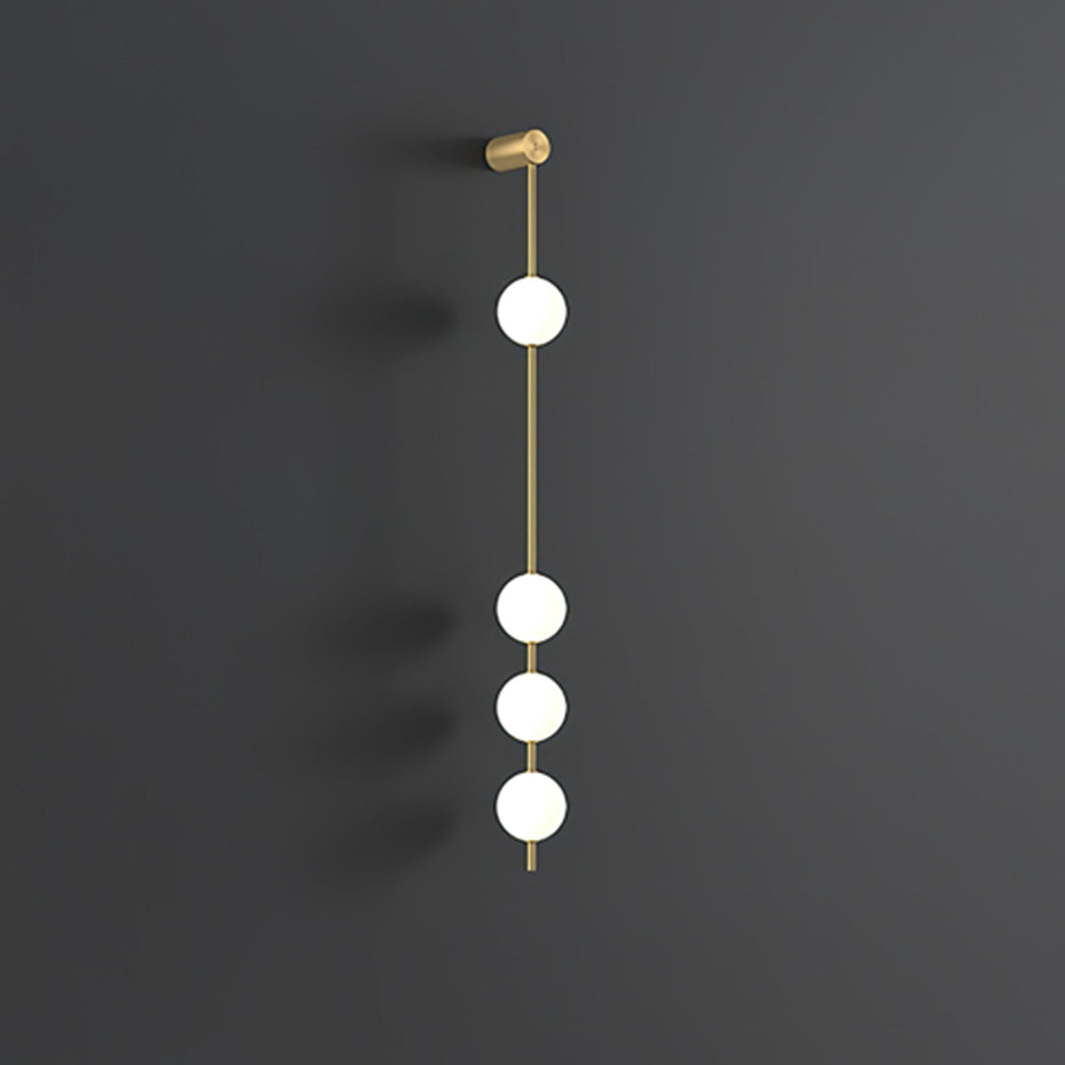 Vertical Multi-Globe LED Wall Sconce Brass Finish Adjustable Height Indoor Hallway Staircase Entry Lighting Modern Metal Glass Fixture 3-6 L