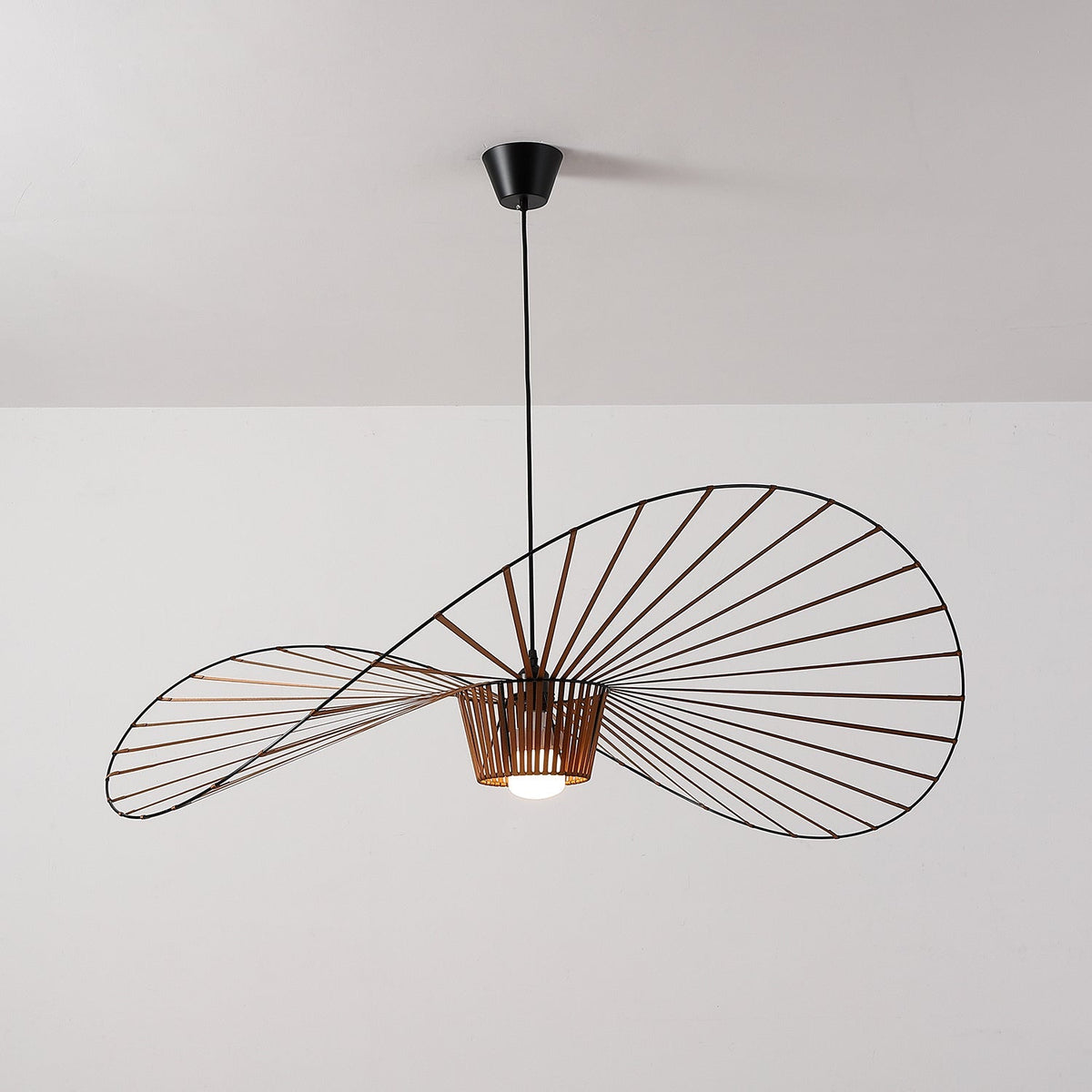Oversized Woven Ceiling Fixture 47 in Black for Dining & Living Rooms Statement Lighting Above Tables Modern Handcrafted Fiber Shade