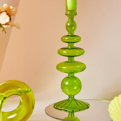 Vibrant Green Glass Candle Holders – Unique Shapes for Stylish Decor