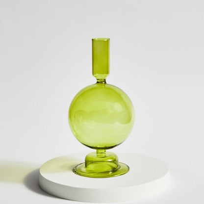 Vibrant Green Glass Candle Holders – Unique Shapes for Stylish Decor