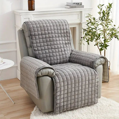 Vibrant Squares Recliner Cover - Microfiber Blend, Non-Slip Design