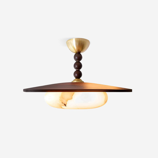Plafonnier LED encastré en bois et albâtre, diamètre 36 cm, 36 W 3000 K pour cuisine, salle à manger et chambre à coucher