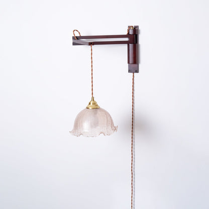 Swing-Arm Sconce with Wood & Brass Construction – Adjustable Directional Lighting for Bedroom, Reading Nook, Hallway – Multiple Shade Styles