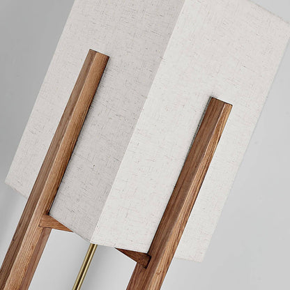 Standing Lamp with Fabric Shade 57 Inches Tall Ash Wood Uplight for Bedrooms Reading Nooks Living Spaces Modern Homes
