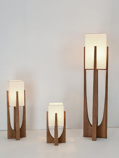 Standing Lamp with Fabric Shade 57 Inches Tall Ash Wood Uplight for Bedrooms Reading Nooks Living Spaces Modern Homes