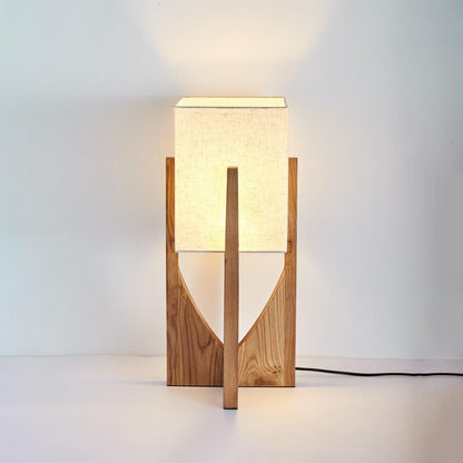 Standing Lamp with Fabric Shade 57 Inches Tall Ash Wood Uplight for Bedrooms Reading Nooks Living Spaces Modern Homes