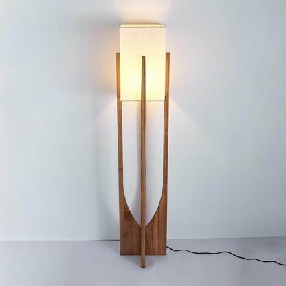 Standing Lamp with Fabric Shade 57 Inches Tall Ash Wood Uplight for Bedrooms Reading Nooks Living Spaces Modern Homes
