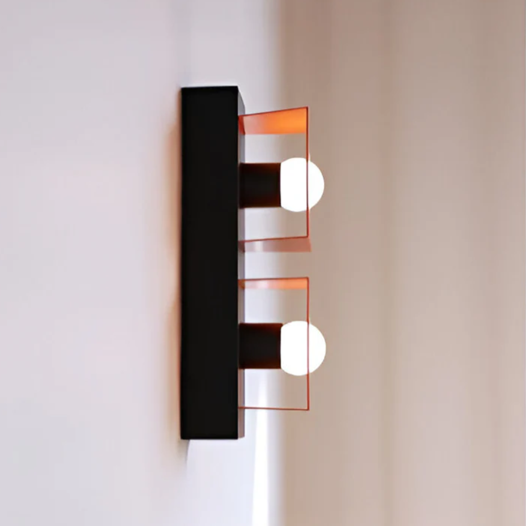 Vintage Look Wall Lamp with Dual LED Heads – Natural Stone Design