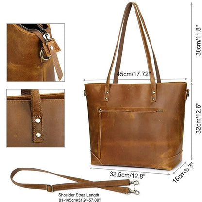 Ortekor Vintage Collection | Leather Tote Bag with Adjustable Strap | Spacious Design for Everyday Elegance