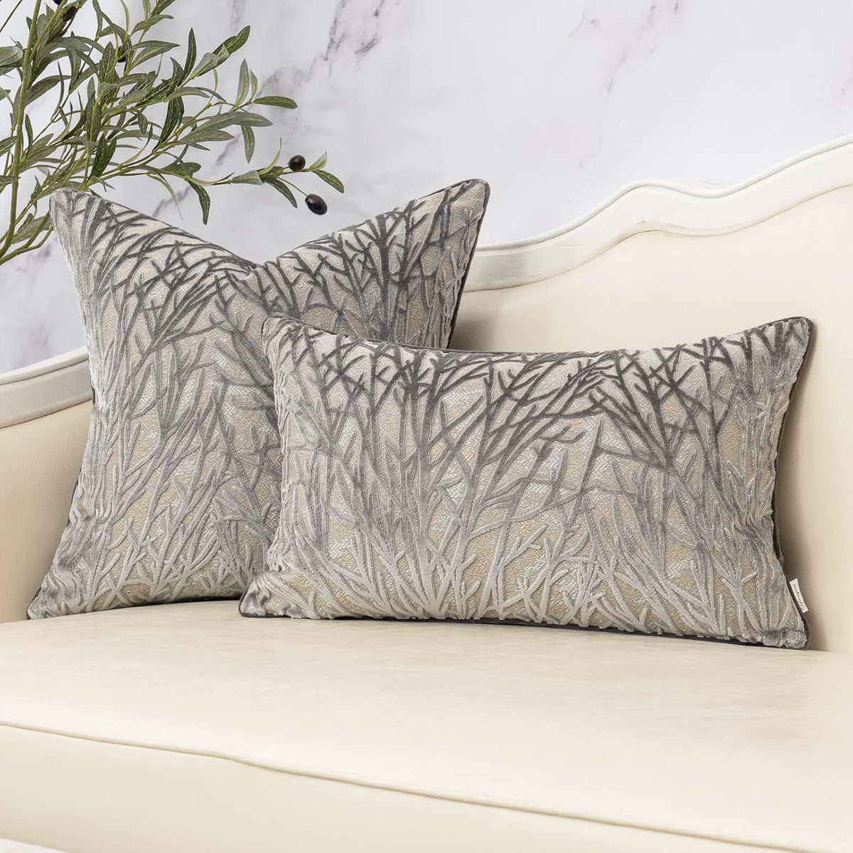 Vireo Decorative Pillow Cover - Velvet, Dark Grey Geometric Pattern, 18x18