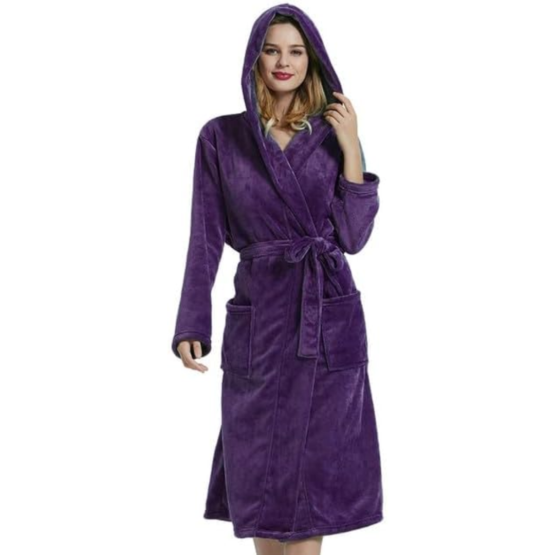 Vivianne Fleece Bathrobe - Hooded Women's Robe, Soft and Warm