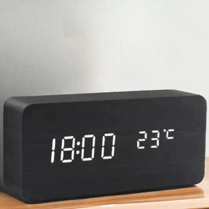 TIMBERGLOW – Voice Control LED Alarm Clock Wooden Display