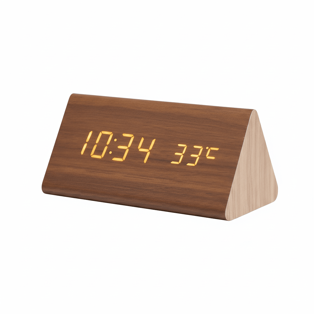 TIMBERGLOW – Voice Control LED Alarm Clock Wooden Display
