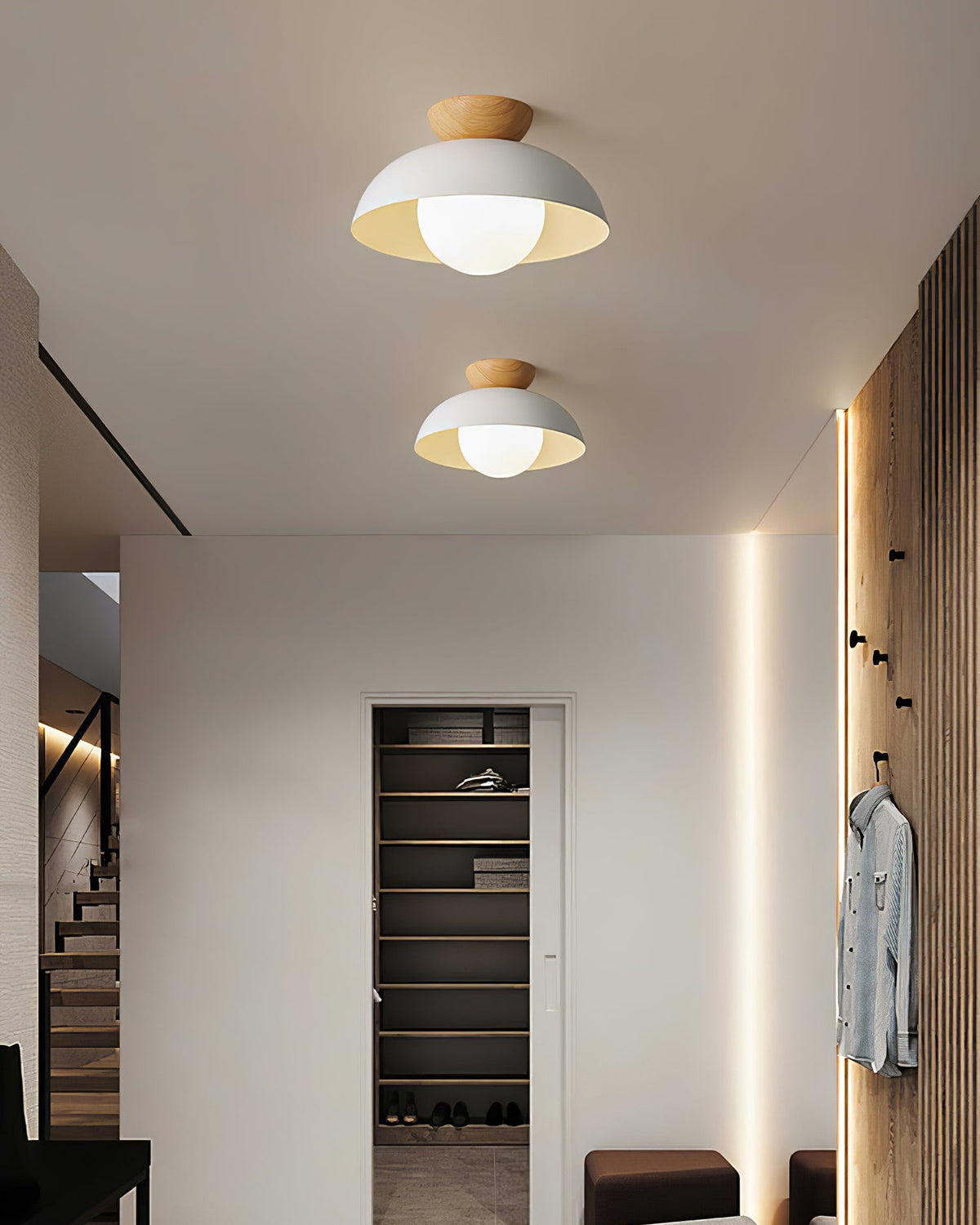 Glass Shade Ceiling Light Fixture 12 Inch Metal Overhead Lamp E26 Base for Kitchen Island Dining Room Modern Suspended Lighting White Black