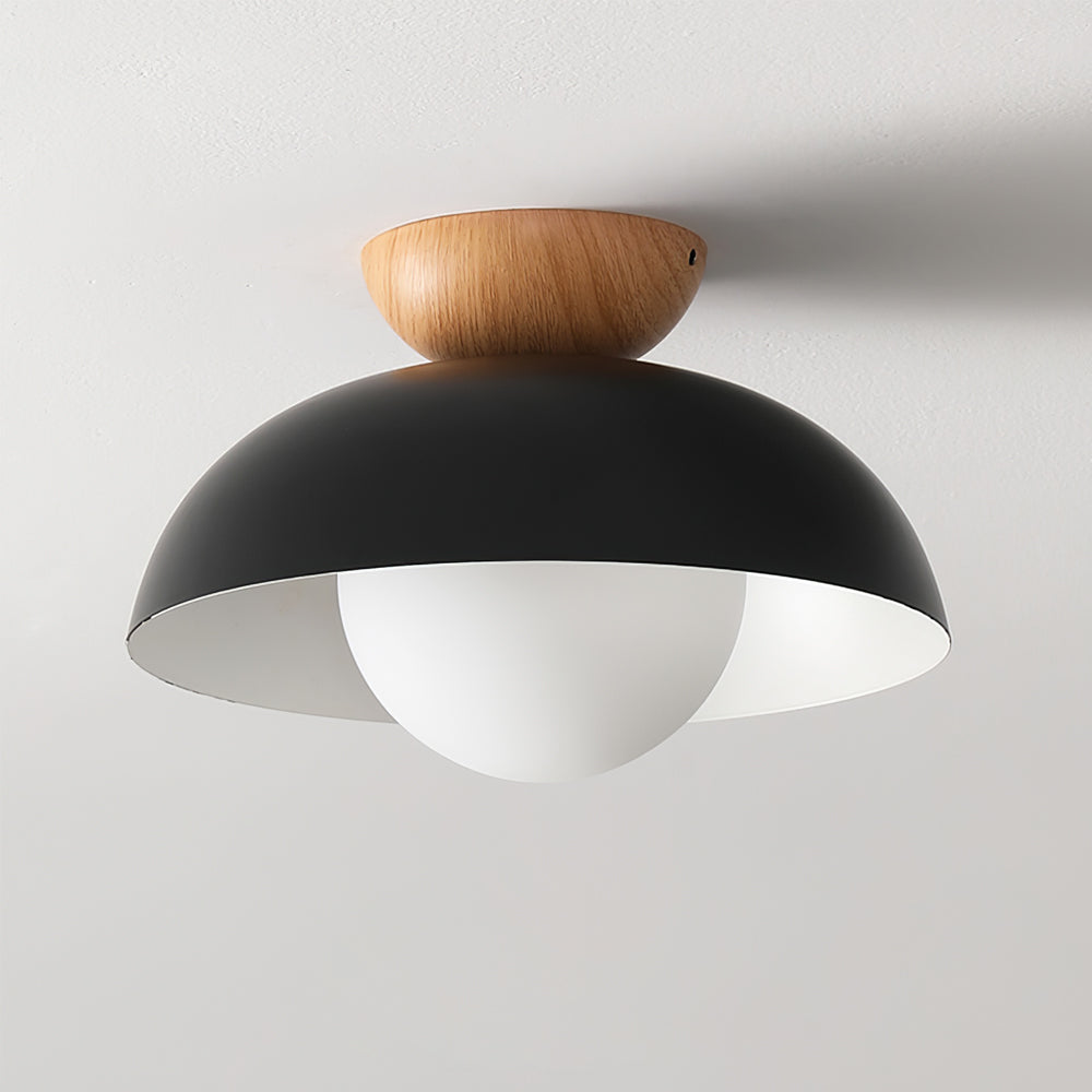 Glass Shade Ceiling Light Fixture 12 Inch Metal Overhead Lamp E26 Base for Kitchen Island Dining Room Modern Suspended Lighting White Black