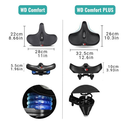 Wide Cushioned Bike Seat with Gel Padding & Breathable Cover for Comfort Cycling Road Mountain City Bikes Men Women Universal Fit
