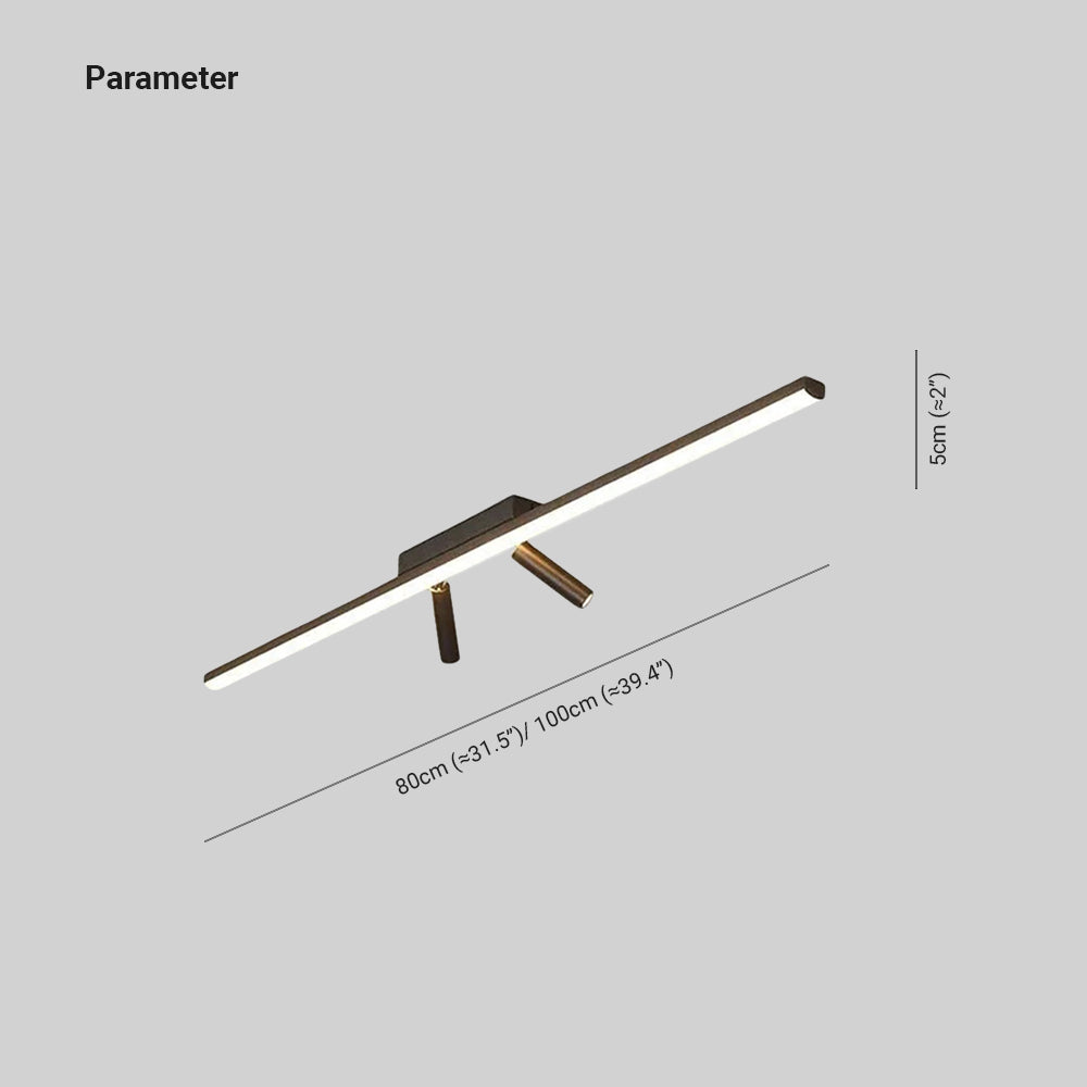 Linear Black Metal LED Spotlight Track Fixture 39-Inch Adjustable Ceiling Light for Bedroom Living Room Modern Home Lighting Bar Directional