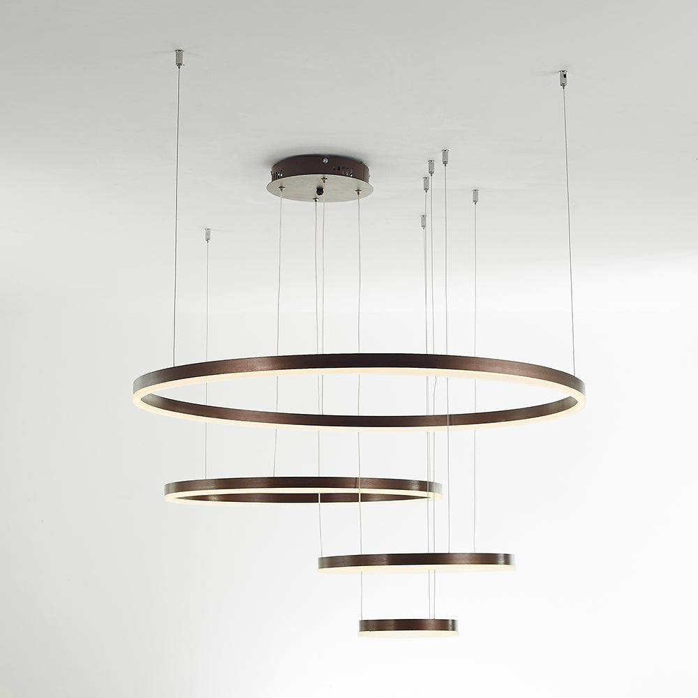 Lustre LED à anneaux multiples, hauteur réglable de 40 à 80 cm, luminaire en métal et acrylique, plafonnier à intensité variable pour salle à manger et salon, suspension moderne