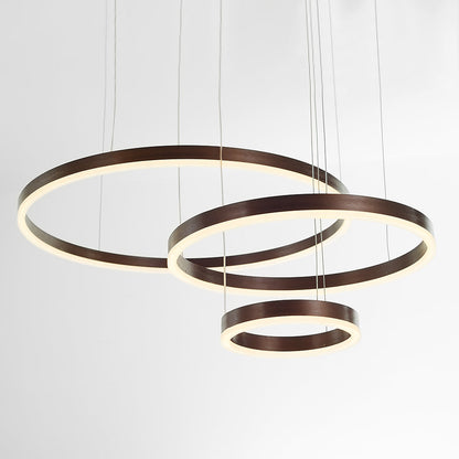 Lustre LED à anneaux multiples, hauteur réglable de 40 à 80 cm, luminaire en métal et acrylique, plafonnier à intensité variable pour salle à manger et salon, suspension moderne