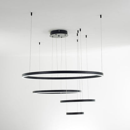 Multi-Ring LED Ceiling Light Fixture Adjustable Height Metal & Acrylic for Dining Room Bedroom Kitchen Modern Hanging Lamp Indoor Lighting D