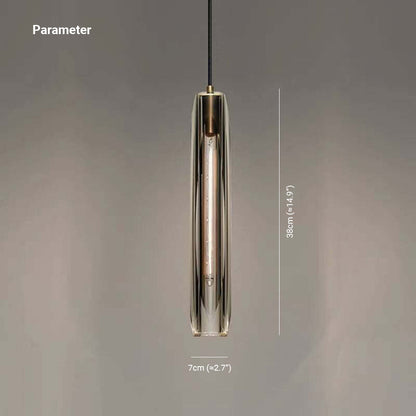 Glass Cylinder Hanging Light Fixture 15 Inch Height Adjustable Drop Ceiling Lamp for Dining Room Bedroom Living Room Contemporary Minimalist