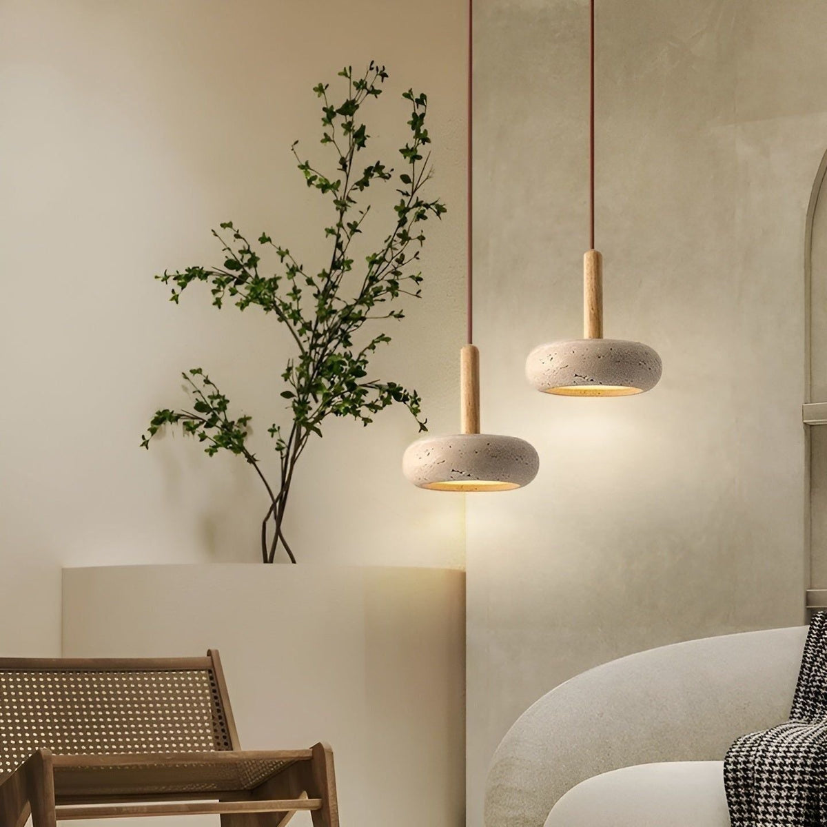 Wabi Sabi Ceiling Light | LED Pendant with Adjustable Length | Elegant Japanese Design for Tranquil Spaces