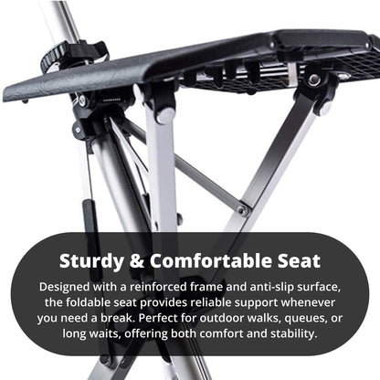 Folding Cane Chair with Seat - Lightweight Portable Walking Stick for Mobility