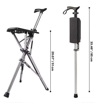 Folding Cane Chair with Seat - Lightweight Portable Walking Stick for Mobility