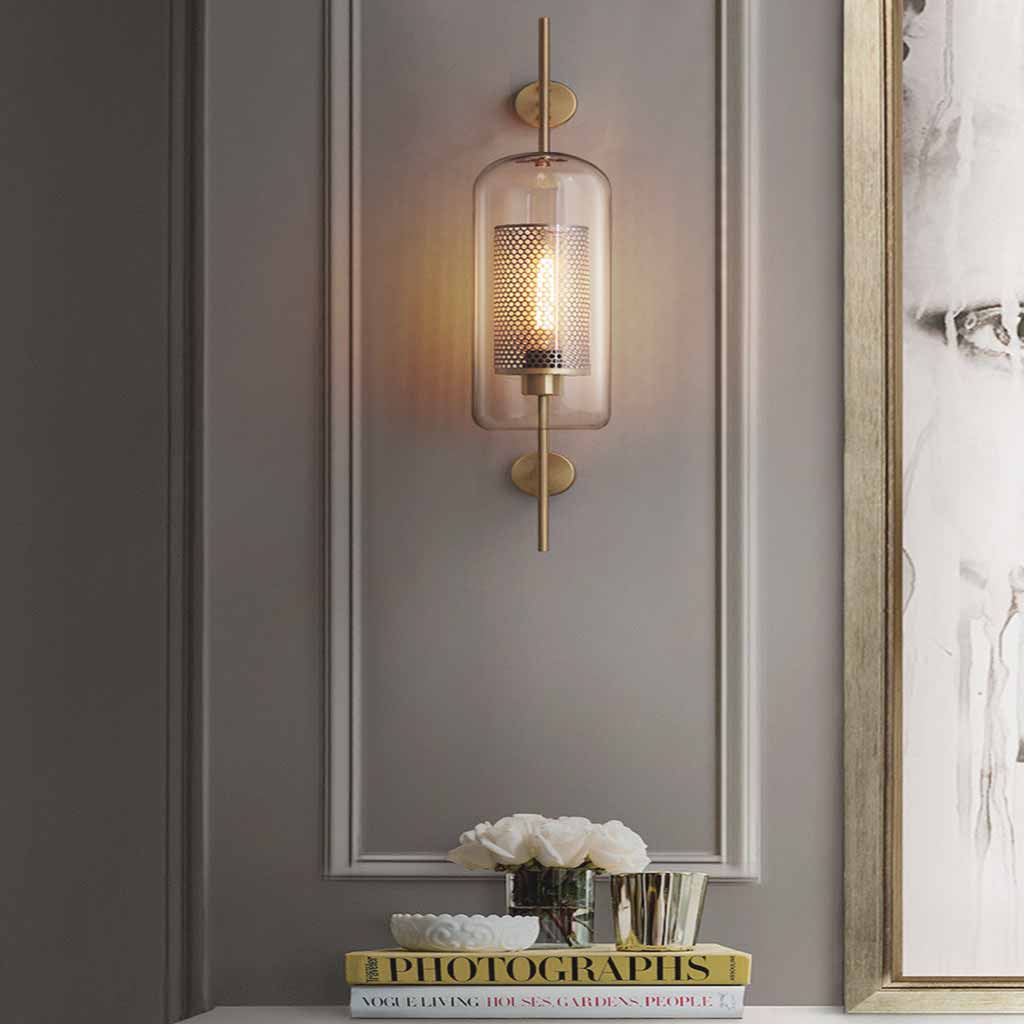 Adjustable LED Sconce Light Metal Glass Copper Finish for Bedroom Living Room Dining Room Wall Mounted Fixture 26 Inch Warm Neutral White Te