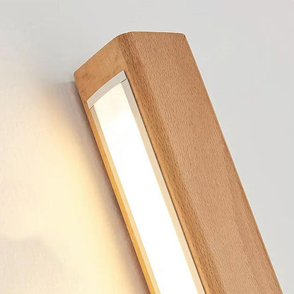 Linear Wood Sconce with Adjustable LED – Natural Beech Finish for Bedroom, Hallway & Contemporary Spaces – Switchable Light Modes – Slim 1.8