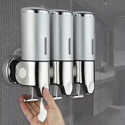 3-Chamber Soap and Shampoo Dispenser for Wall Mounting