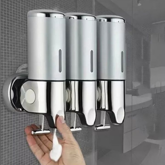3-Chamber Soap and Shampoo Dispenser for Wall Mounting