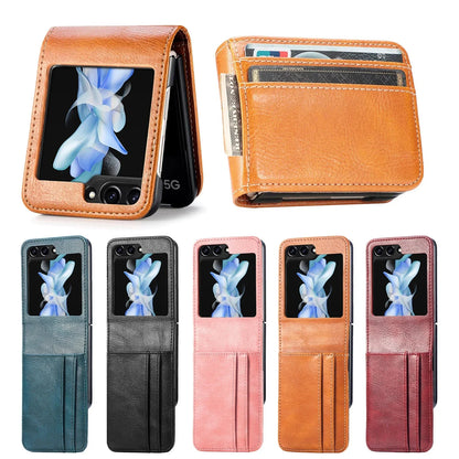 Samsung Galaxy Z Flip Card Holder Case Premium PU Leather Wallet Protection Cover for Flip 3 4 5 6 7 8 with Multiple Card Slots