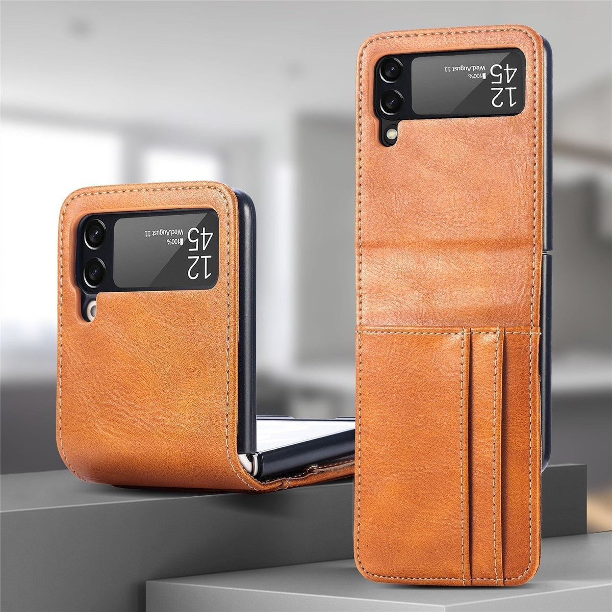 Samsung Galaxy Z Flip Card Holder Case Premium PU Leather Wallet Protection Cover for Flip 3 4 5 6 7 8 with Multiple Card Slots