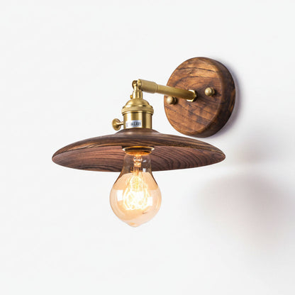 Applique murale arrondie en bois et métal, douille E27, éclairage d'accentuation minimaliste de 8 pouces pour chambre, entrée, hall, couloir, luminaire organique moderne, usage intérieur