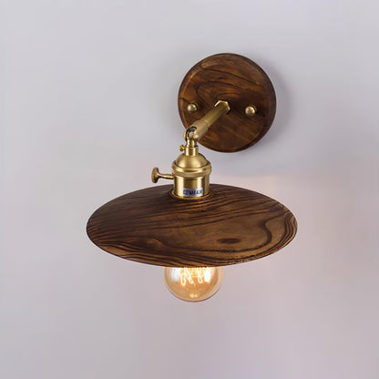 Applique murale arrondie en bois et métal, douille E27, éclairage d'accentuation minimaliste de 8 pouces pour chambre, entrée, hall, couloir, luminaire organique moderne, usage intérieur