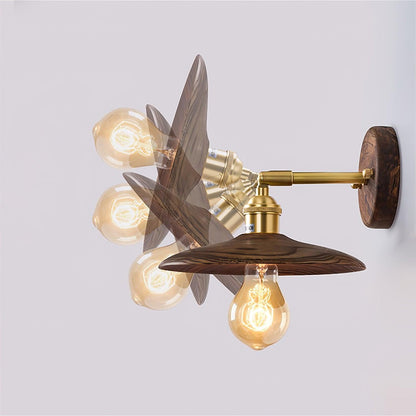 Applique murale arrondie en bois et métal, douille E27, éclairage d'accentuation minimaliste de 8 pouces pour chambre, entrée, hall, couloir, luminaire organique moderne, usage intérieur