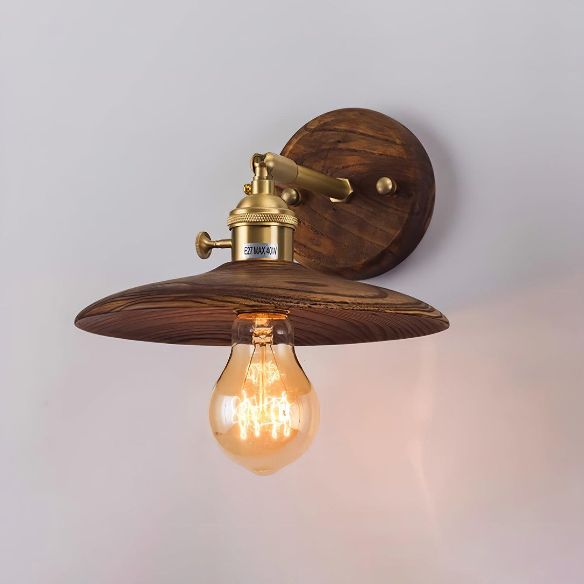 Applique murale arrondie en bois et métal, douille E27, éclairage d'accentuation minimaliste de 8 pouces pour chambre, entrée, hall, couloir, luminaire organique moderne, usage intérieur