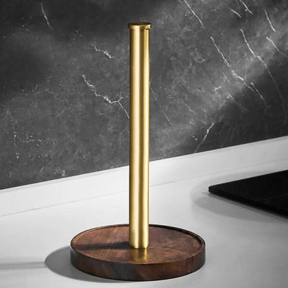 Walnut Kitchen Roll Holder with Stainless Steel Base – Handmade Minimalist Design for Stylish Kitchens