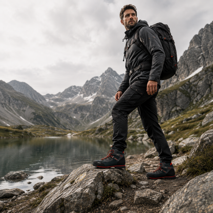 Men's Waterproof Hiking Boots with Non-Slip Rubber Sole – Mid-Ankle Trekking Shoes for Winter Trail Walking, Outdoor Adventures & Mountain