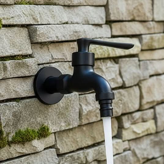 Wall-Mount Single Handle Faucet in Black Finish for Indoor & Outdoor Sinks