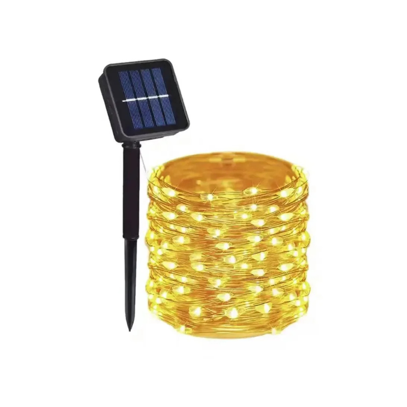 Solar Outdoor String Lights with 8 Lighting Modes – Flexible Copper Wire LED Fairy Lights for Patio, Garden, Party & Deck