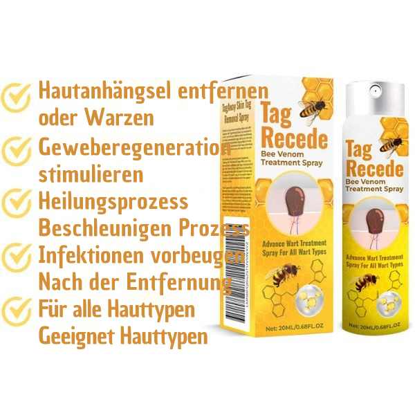 Skin Tag Removal Spray for Warts & Blemishes - Bee Venom Formula - Pain-Free Application - For All Skin Types - Face, Neck, Body Treatment -