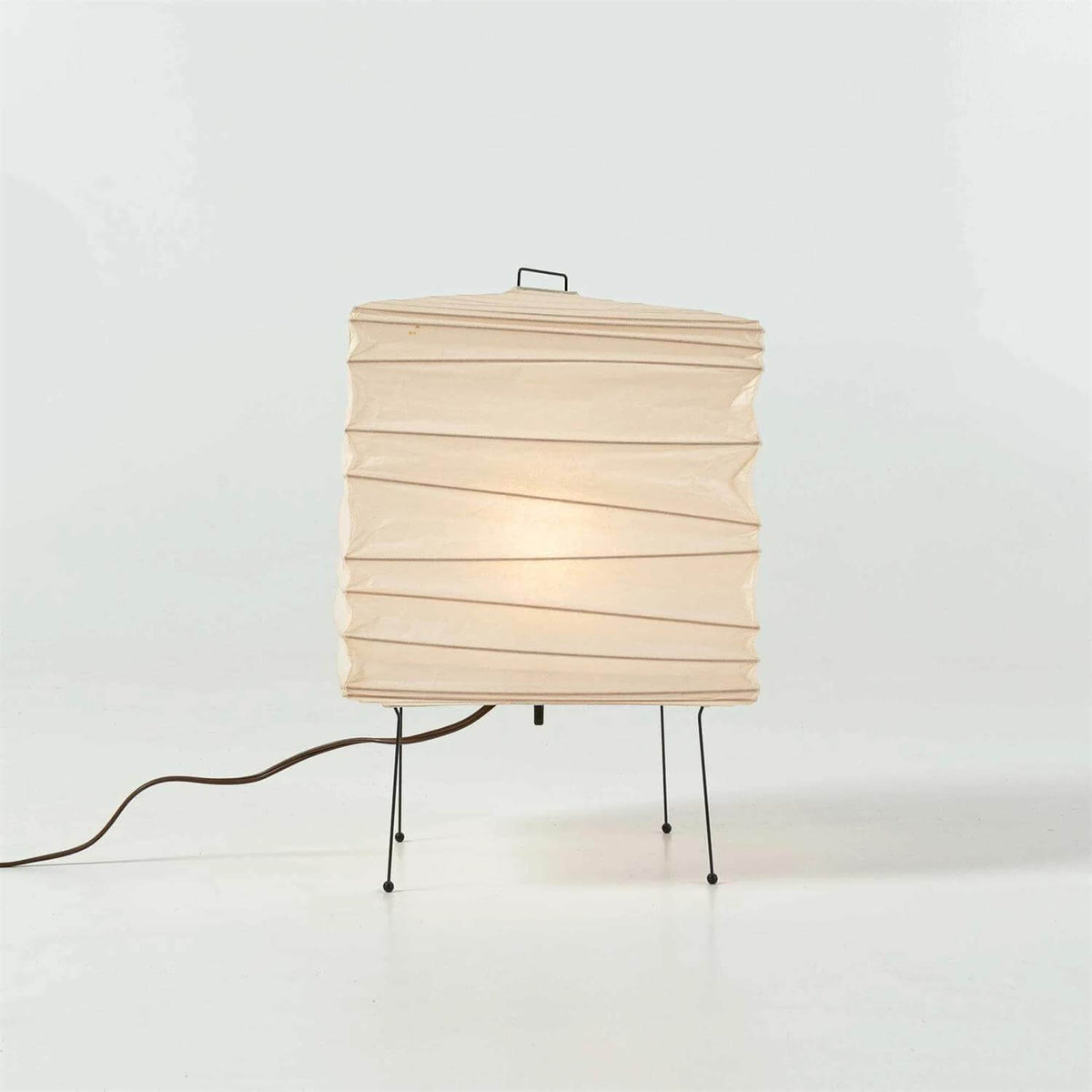 Geometric Paper Cube Lamp with Wire Stand for Bedroom Desk Nightstand Living Room Office Handcrafted Ambient Lighting Minimalist Accent 9×15